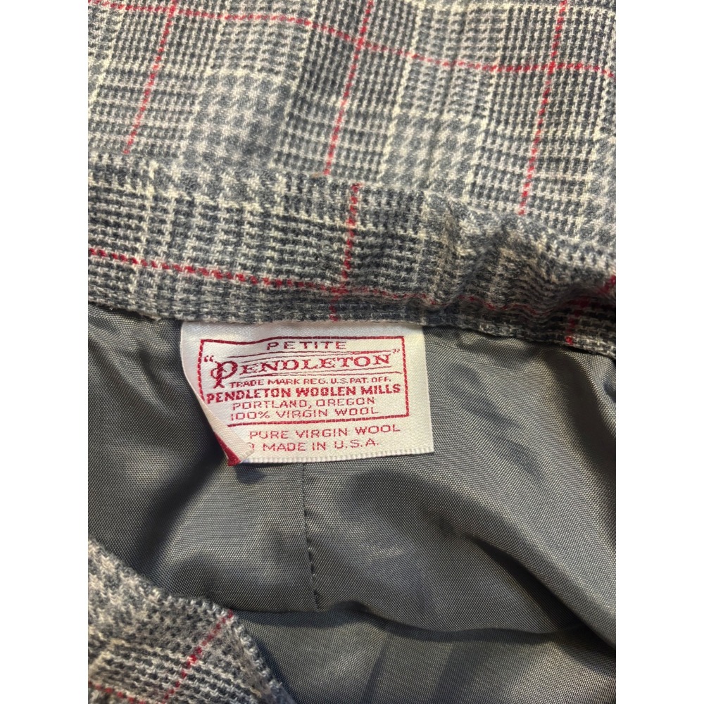 Vintage Pendleton Pet Grey Plaid Wool Midi Skirt Size 26" 80s Academia Heritage - Picture 5 of 11